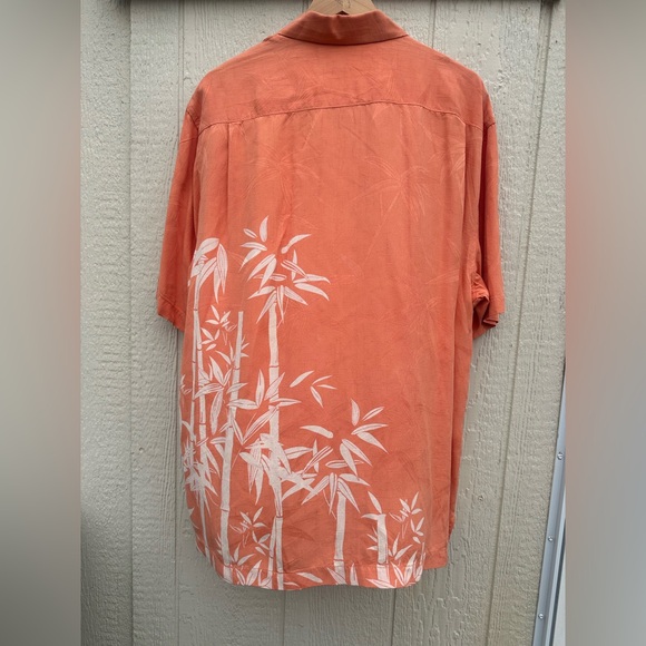 Tommy Bahama Shirt Mens Large Orange Button Up Hawaiian Floral Camp Silk - Picture 5 of 8
